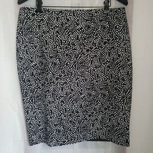 Liz Claiborne Women's Size 12 Pencil Skirt Lined Black White Cotton Blend